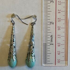 Sea Foam Green and Silver Dangle Earrings